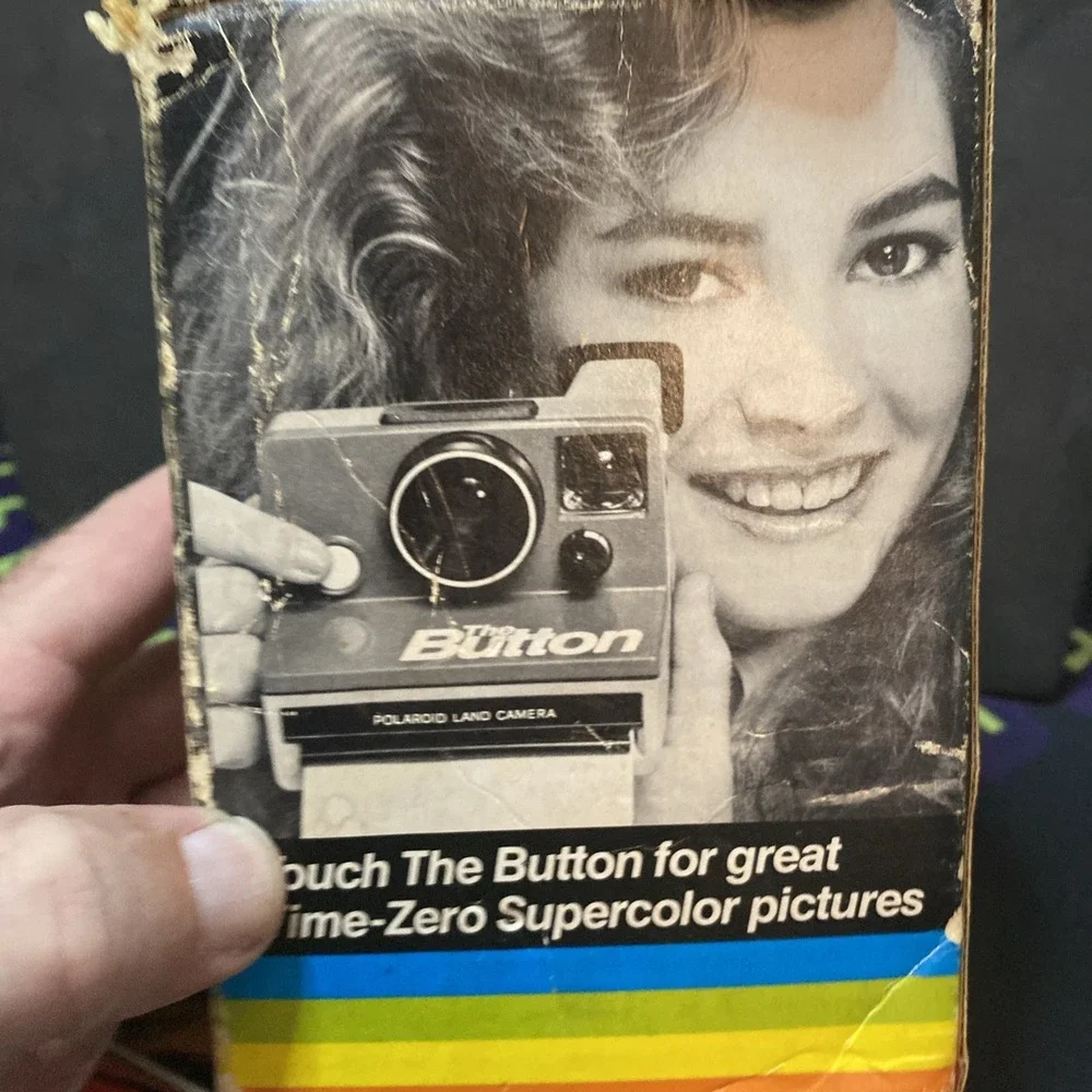 Vintage Polaroid The Button with box Instant Camera And Instructions Nice D1